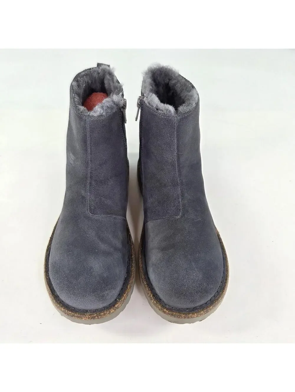 Birkenstock Melrose Zip boots US 7 Womens Blue Suede Fur-Lined Booties